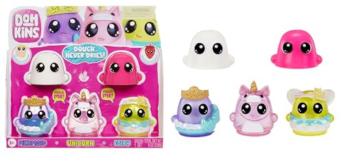 MGA Entertainment DohKins Fantasy Pack Characters (Mermaid, Unicorn, Fairy) – Knete Trocknet Niemals Aus, Glutenfrei, Geeignet für Sammler & Kinder ab 3 Jahren