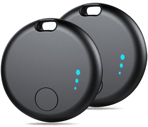 Tracker 2 Stück, Artikel Schlüsselfinder kompatibel mit Find My APP (nur iOS), Smart Bluetooth Tracker für Gepäck Koffer Kinder Haustier Hund Katze, austauschbarer Akku IP67 Wasserdicht Tracking Gerät