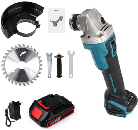 Uadme Smerigliatrice Angolare a Batteria, Mini Smerigliatrici Angolari Senza Fili con 4 Impostazioni di Velocità, per Taglio, Levigatura, Rimozione della Ruggine e Lucidatura