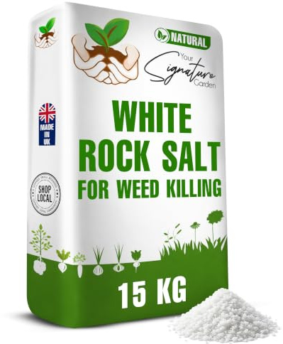 Rock Salt Weed Killer 15kg Bag, Natural Driveway Patio Weed Control Salt | For driveways, paths, patios, block paving, gravel and tarmac, fast-acting outdoor weed control