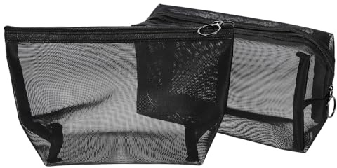 Trousse de Toilette Homme Noire en Mesh, Lot de 2, Grosse Capacité | Fermeture Éclair Robuste, Rangement Organisé, Facile à Nettoyer, pour Voyages et Sorties, Protège Vos Affaires