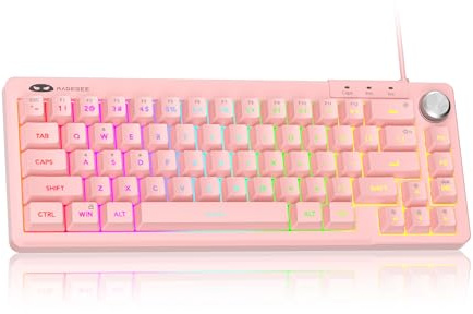 MageGee Mini 60% Gaming Keyboard, RGB Backlit 66 Key Ultra-Compact Keyboard, TS68 Ergonomic Waterproof Mechanical Feeling Office Computer Keyboards for PC, MAC, PS4, Xbox ONE Gamer