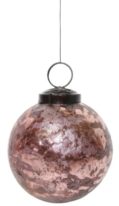 Antikas - Premium Weihnachtskugeln rund, Glas Rose patiniert - handgemacht in Indien, ⌀8cm, 6er Set