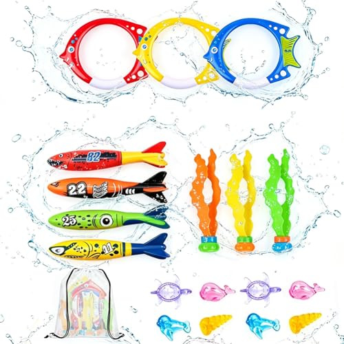 YRPACFB Dive Sticks, Diving Toys for Swimming Pool, Sinkers for Swimming Kids, Underwater Training Diving Game Toys for Kids Summer Swimming Pool Party Black - 18 Pcs