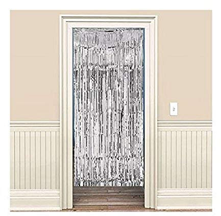 Fadenvorhang Metallic-Silber, 240 x 92cm