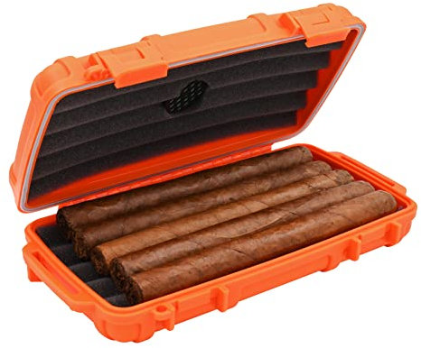 Zigarre Caddy 3400-r Blaze 5 Zigarre wasserdichte Reise Humidor, Blaze Orange Gummierte Außen