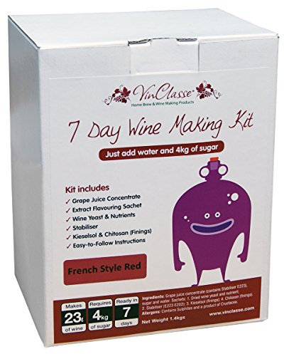 VinClasse French Style Red Wine 7 Day (Sugar Required) Ingredient Kit for 30 Bottles