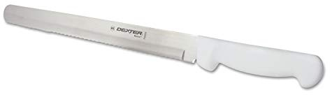 Dexter-Russell 31605 Basics Scalloped Slicer Knife, 12 Blade, Carving Knife for Meats, Roasts, Hams, Poultry, Fibrous Cuts, White Handle