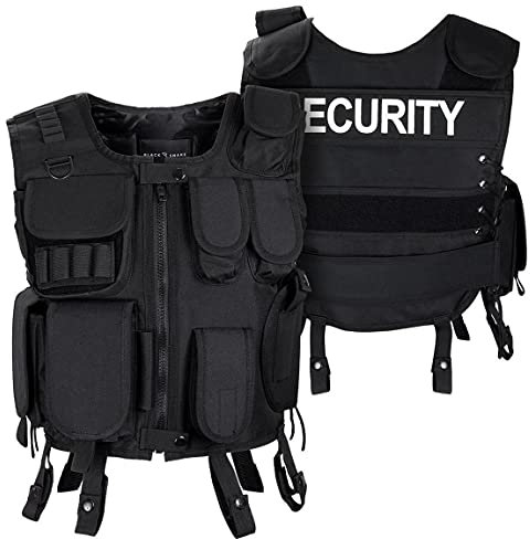 Black Snake® Security Einsatzweste Taktische Weste schwarz Paintball Softair Gotscha Brustschutz - M/L - Security