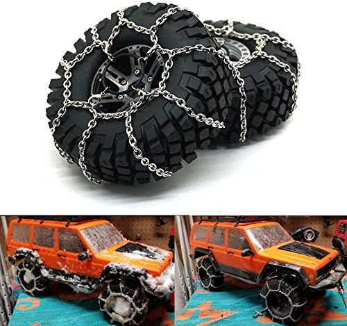 ZuoLan 4PCS RC Car Anti-Skid Snow Chains Schneeketten for TRX4,SCX10,SCX10-II 1/10th RC Crawler Truck Car