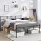 DORAFAIR Doppelbett Metallbett mit Herzförmiges Kopfteil, Kinderbett Jugendbett Bettgestelle für Gästezimmer Schlafzimmer, 140 x 190 cm