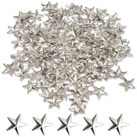 WedDecor 50 x 15mm Star Nail Head Punk Studs Silver Hand Pressed DIY Leathercraft Goth Spikes Decorative Star Shaped Studs