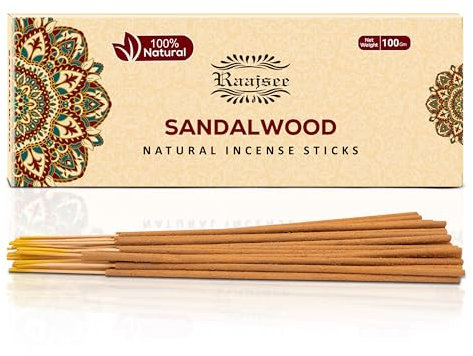 Raajsee Räucherstäbchen 100-G-Packung Incense Sticks, Sandelholz Räucherstäbchen Weihrauch,Spirituelle Geschenke Holy Smokes Raucherstächen Chakra Rauchstäbe Set