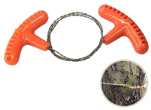Sega a filo in acciaio inox, lunghezza lama 65 cm, sega a filo migliorata per legno e plastica, piccola maneggevole, veloce da riporre, ideale per esterni, campeggio (arancione)