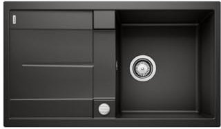 BLANCO METRA 5 S | Granitspüle aus SILGRANIT schwarz | Einbauart: Einbau von Oben | reversibel | für 50 cm breite Unterschränke | Großes Becken | Reinigungsfreundliche Öberfläche