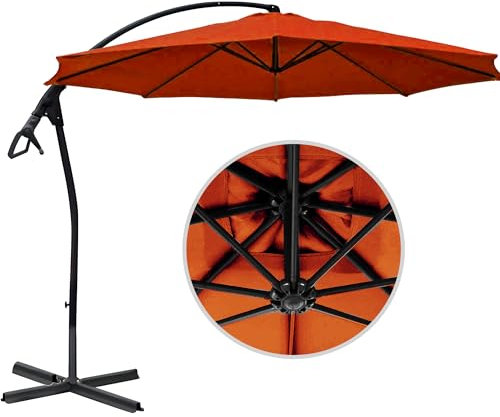 habeig WASSERDICHT Ampelschirm 3m Terrakotta rot durch PVC Schirm 300cm Sonnenschirm Marktschirm