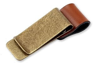 1-Pack Retro Style Traveler Notebook Leather Pen Holder Pencil Loop Stainless Steel Clip