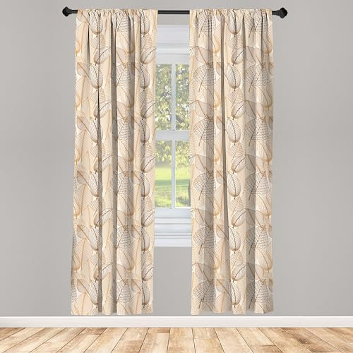 ABAKUHAUS Erdfarben Vorhänge, Gardinen, Herbst-Blatt-Laub, Fensterbehandlungen für Wohnzimmer Schlafzimmer Dekor, 2 Stück 75 cm b x 175 cm h, Braun Hellbraun Beige