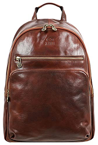 Time Resistance Damen und Herren Rucksack aus Leder - Handgefertigt in Italien - 100% Lederrucksack - Vintage Rucksack - Wanderrucksack