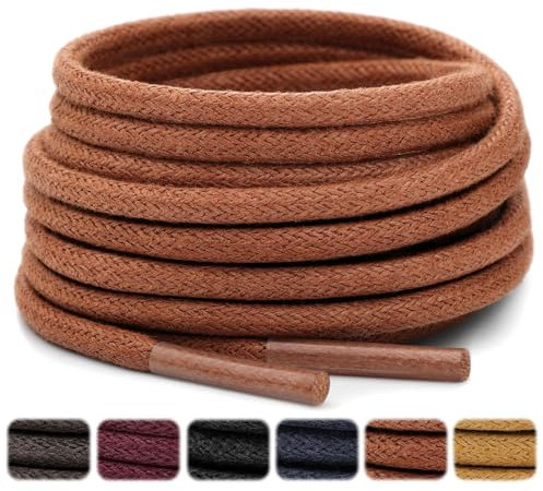 Stepace Cordones Redondos Encerados [2 Pares] Cordones Duraderos para Zapatos de Vestir y de Diario, Longitud 66-135cm Brown-66