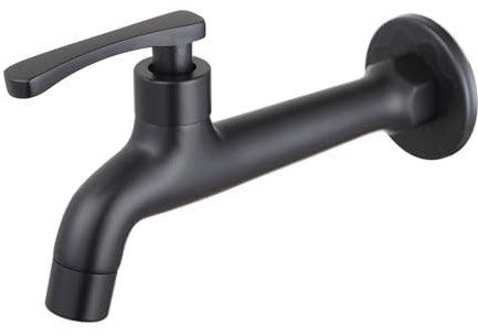 Messing Wandhalterung Wasserhahn Bad Küche Gartenschlauch Einzelner Kaltwasserhahn G 1/2 Zoll Anschluss Schwarz