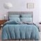 Damier Plüsch Bettwäsche 200x200cm Türkis Blau Grau Winter Bettwäsche Set 3 Teilig Plüsch Deckenbezug Bettbezug mit Reißverschluss und 2 x Kopfkissenbezug 80 x 80 cm