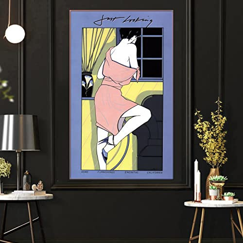 Hnyjyfa Mode-cooles Mädchen-Pop-Art-Plakat Patrick Nagel Frau Malerei Vintage Illustration Wand Kunstdrucke Sexy Elegante Frau Poster Moderne Zimmer Schlafzimmer Dekor 0125113