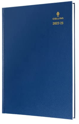 Collins Standard-Schreibtisch, A4, Tag auf eine Seite, Mitte des Jahres (Appts), FSC Mix, akademischer Terminplaner 2022–23, Blau (44M.60–2223), Schüler-Tagebuch, Notizen und Stundenpläne, A4