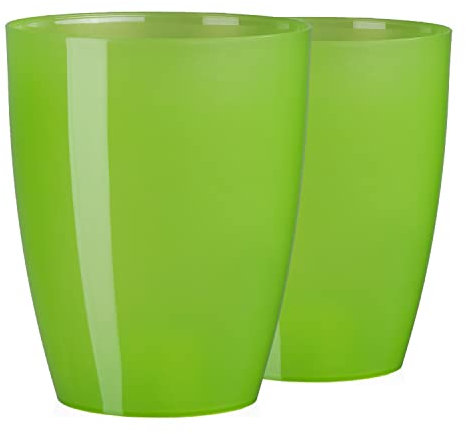 Tymar Orchideentopf Übertopf, 2er-Pack, transparent, Blumentopf, Blumenkübel für Orchidee, Pflanzentopf aus Kunststoff, Moderne, schlanke, Runde Form, AGASTO001 (Transparent Grün, ø 14 cm)