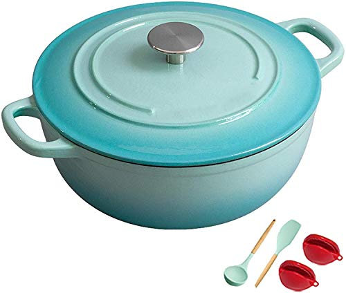MXXHFC Cocotte en Fonte cocotte, marmite en Fonte émaillée Mate avec Couvercle, Four pour la préparation de Plats à Cuisson Basse et Lente cocotte en Fonte (Couleur : Rouge) (Bleu)