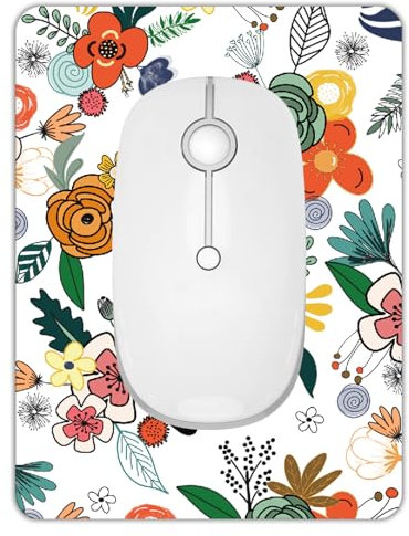 Small Mouse Pad, Mini Mouse Pad 6 X 8 Inch with Non-Slip Rubber Base for Keyboard Tray Laptops Wireless Mouse Home Office Travel, Washable & Portable (Bright Flowers)