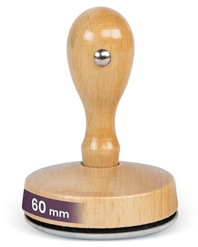 JUST REFINE® Stempel Personalisiert mit Logo/Text - Holzstempel Selbst Gestalten für Firmen, Adressen & Datumsangaben, in Verschiedenen Größen Verfügbar (60mm)