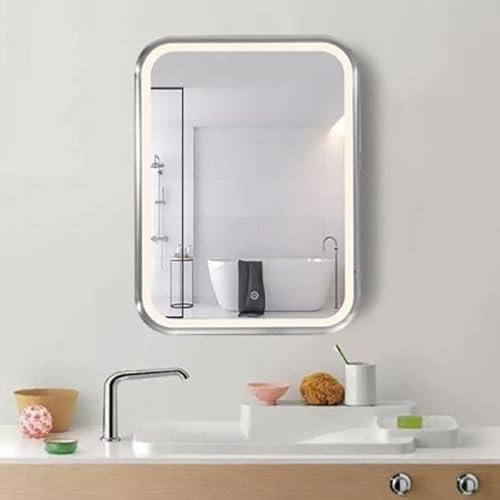 SILAMP LED-Spiegel, rechteckig, 35 W, 60 x 80 cm, mit Touch-Schalter, Aluminiumrahmen, für Badezimmer