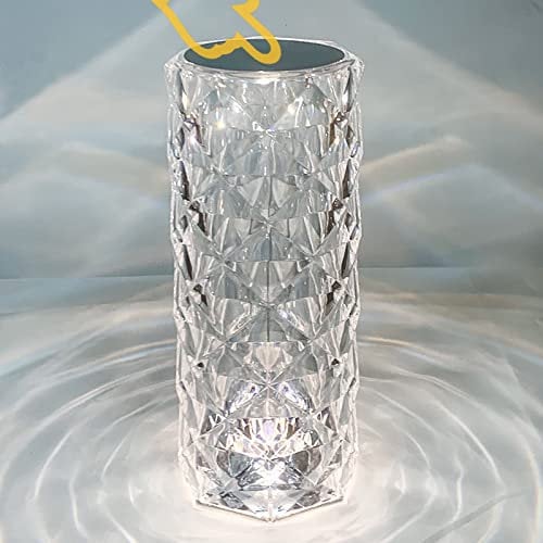XVZ kristall Lampe, LED Kristall Tischlampe Kabellos Touch Dimmbar Diamond USB Akku Tischlampe, 2000mAh Rose Nachtlicht für Schlafzimmer Wohnzimmer Büro Party Weihnachten Deko