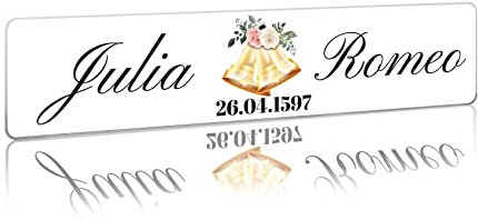 Finest Folia Hochzeitskennzeichen Kennzeichen Aufkleber Hochzeitsauto mit Datum + Namen Brautpaar Wunschname Hochzeit Auto Deko Schild selbst gestalten (03 Glocken, Kunststoff Kennzeicheneinleger)