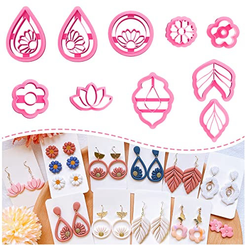 KEOKER Spring Floral Polymer Clay Ohrringe Cutters, 10 Formen Blumen Ohrringe Cutter