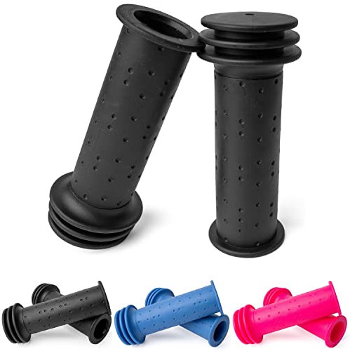 Fahrradgriffe Set, 1 Paar Links rechts, in Schwarz, für Lenkergriffe bis Ø 22 mm, 100 mm Griffstück, Gummigriffe Fahrrad Lenker, Fahrradlenkergriff für Roller, Dreirad, Kinder Laufrad, Kinderfahrrad