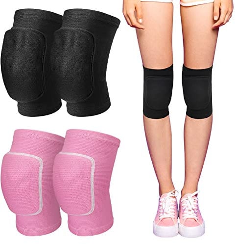 Firtink 2 Pairs Stretchy Dance Knee Pads,Breathable Knee Brace Supports Knee Protector with Soft Sponge for Dance Yoga Sport Exercise(M)