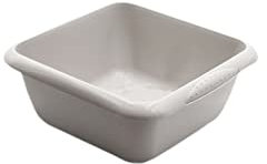 Vsorce4u 1 x 7L Plastic Square Washing Up Bowl Simple Design Multipurpose Washing Up Bowl with Grip Handle Cutlery Dish Tidy Bowl (Taupe)
