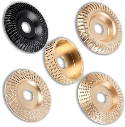JAKIRRAMY Angle Grinder Wood Carving Disc Set 5 Pack, Carbon Steel, 4 or 4 1/2 Angle Grinder Compatible, Wood Working Tools and Accessories