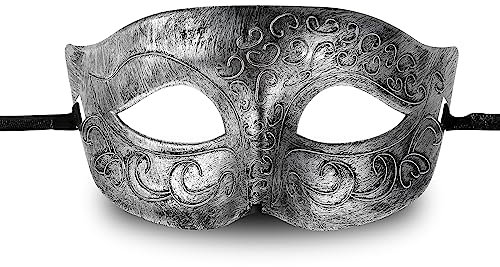 Sibba Halloween Maskerade Maske für Männer Gesichtsmaske Kostümball Party-Verkleidung Maskenball Venezianische Maskerade Augenmaske Weihnachten Karneval Kostüm Fasching Abschlussball Maske (Silber)