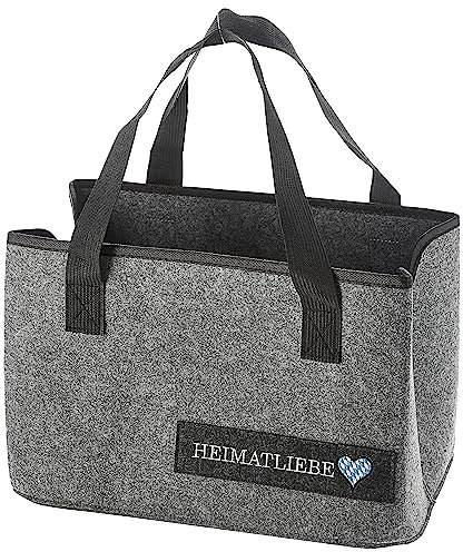 Cepewa Filztasche Stickerei Heimatliebe │ Filz 38x26x26,5cm hellgrau │ Shopper Henkeltasche Aufbewahrung (1 x Filztasche Heimatliebe hellgrau)