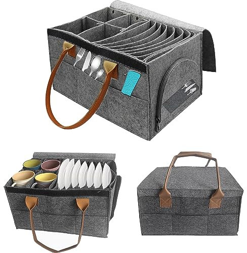 Wohnmobil Tellerhalter Filz Tassenhalter Camping Filz Tassenhalter Camping 1er Set Filztaschen für Tassen und Teller Tellerorganiser Geschirr Aufbewahrung Wohnmobil Ordnungssystem Wohnwagen Campervan