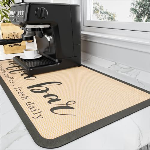 HotLive Tappetino da caffè, assorbente, con retro in gomma, tappetino per scolapiatti per bancone della cucina, tappetini da bar per controsoffitti accessori da mettere sotto la macchina del caffè