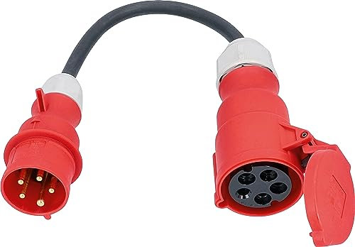 as - Schwabe Adapterleitung - CEE Stecker 400V/16A/5-polig zu CEE Kupplung 400V/32A/5-polig - 0,3 m H07RN-F 5G2,5 schwere Gummischlauchleitung - IP44 spritzwassergeschützt, 61375