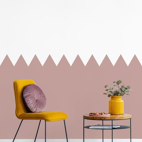Muralo - Wandtatto für Kinderzimmer für Mädchen und Jugend - Wandsticker, Wandaufkleber Zickzack Tapete für Kindergärten, Schulaula, Schule, Boho Stil - Br.120cm x Hö.120cm - Puderrosa