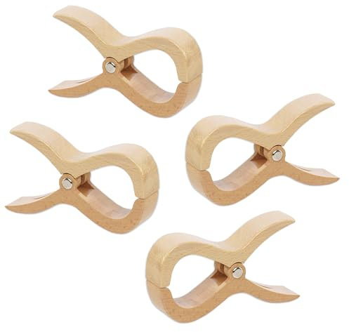 tuuli Lot de 4 grandes pinces à linge en bois pour plage, chaise longue de plage, yacht, poussette, linge