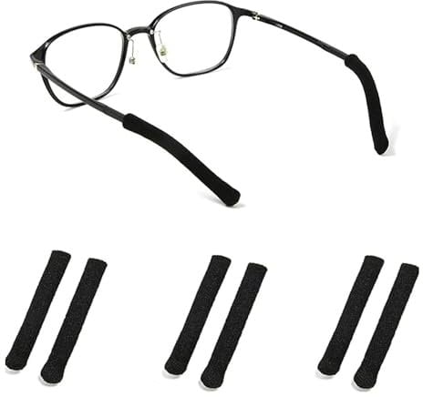 Taiyyi 4 Paar Brillenbügel überzug Brillen Ohrpolster Stricken Anti Rutsch Brille Ohrhaken Brille Rutschstopp Brillenbügel Für Lesebrillen (Schwarz,vier Farben) (Schwarz)