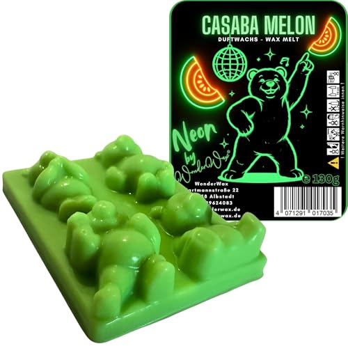 WonderWax Neon Duftriegel 6 x Duftwachs Bären Wachsmelt Duftwachs Raumduft für Duftlampen Soja Wachs Melts Duftmelt Aroma Wellnes Kerzen Wärmer Wax Tarts Casaba Melon & Santal