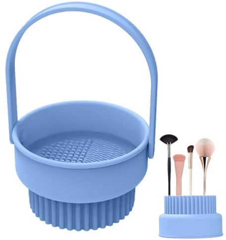 Makeup Brush Cleaning Bowl, 3 In 1 Silicone Makeup Brush Cleaner Bowl, Brush Cleaner Pad, Cleaner Mat Foldable, Cosmetic Brushes Cleaning Tool Organizer For Storage & Air Dry